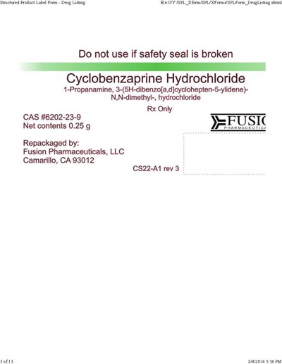 Cyclobenzaprine Label (Fusion Tabradol Cyclobenzaprine Label)
